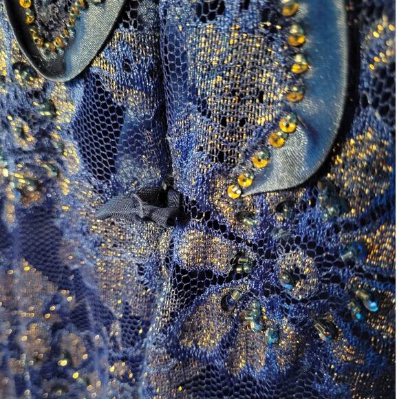 Fiesta Fashions, XL | Sleeveless Bodycon Beaded Blue Prom Cocktail Wiggle Dress. - Picture 6 of 8